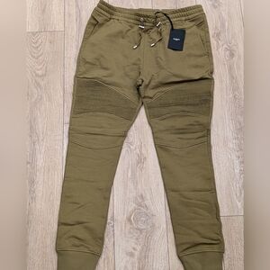 $1035 Mens BALMAIN Flocked Logo Print Jogger Pants Tan 2XL